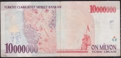 7.Emisyon 10 000 000 Lira C50 676775 Çok Temiz