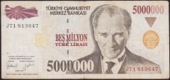 7.Emisyon 5 000 000 Lira J71 813647 Çok Temiz