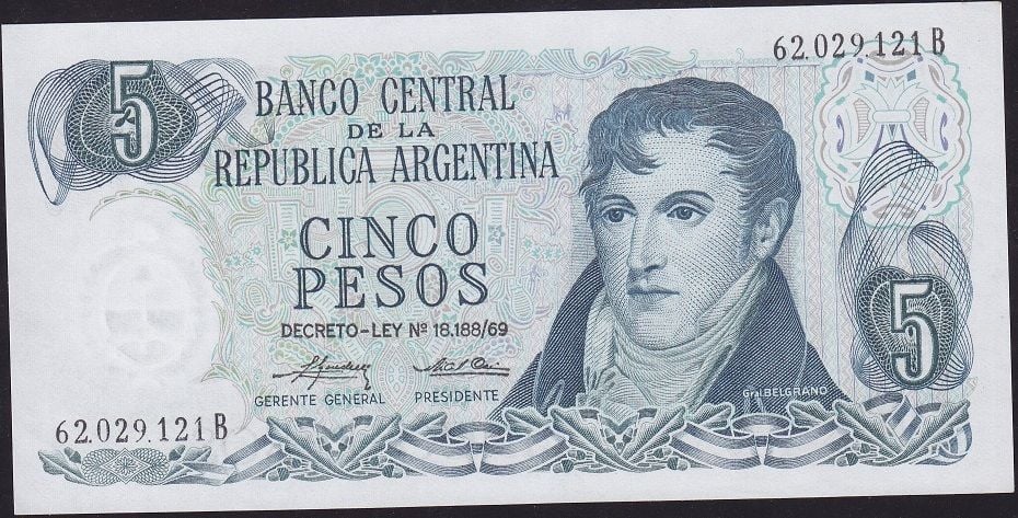 Arjantin 5 Pesos 1974 Çil