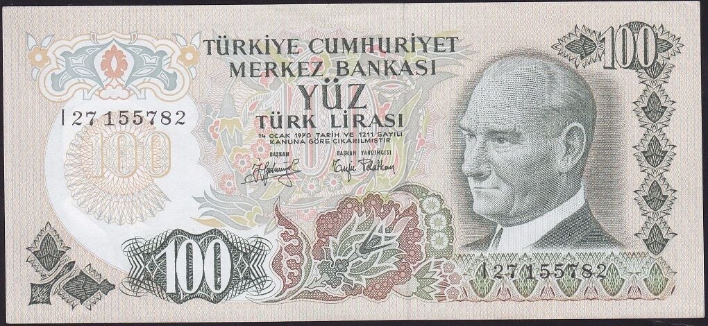 6.Emisyon 2.Tertip 100 Lira I27 155782 Ççt Çilaltı