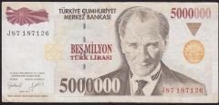 7.Emisyon 5 000 000 Lira J87 187126 Çok Temiz+