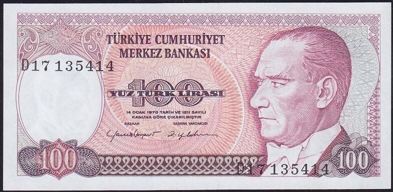 7.Emisyon 2.Tertip 100 Lira D17 135414 Çil