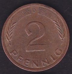 Almanya 2 Pfennig 1971 D