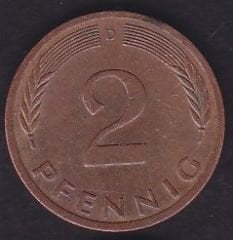 Almanya 2 Pfennig 1971 D