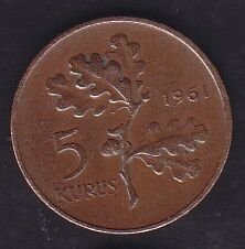 1961 Yılı 5 Kuruş
