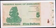 Zimbabwe 5 Dolar 2009 Çil AA Pick 93