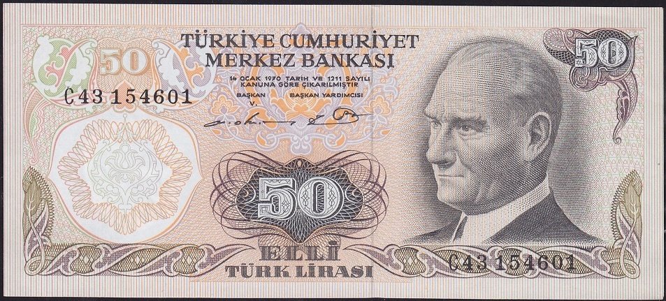6.Emisyon 1.Tertip 50 Lira C43 154601 Çilaltı