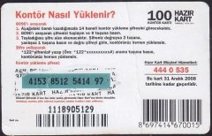 TURKCELL HAZIR KART 100 KONTÖR - KONBARA - SKT 2008