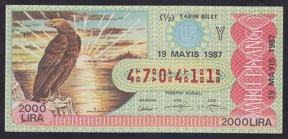 1987 19 MAYIS YARIM BİLET Y SERİSİ