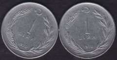 1970 Yılı 1 Lira (Ters Düz Takım)