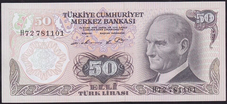6.Emisyon 1.Tertip 50 Lira H72 781101 Çil