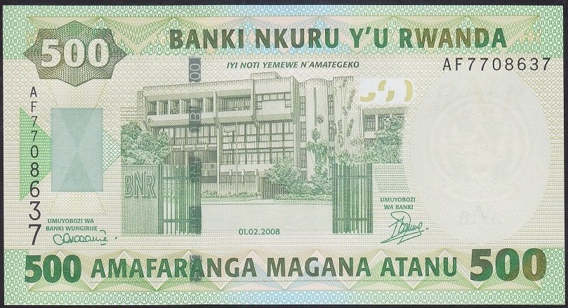Rwanda 500 Frank 2008 ÇİL Pick 34