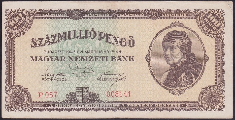 MACARİSTAN 100000000 PENGO 1946 ÇÇT