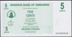 Zimbabwe 5 Cent 2007 ÇİL Pick 34