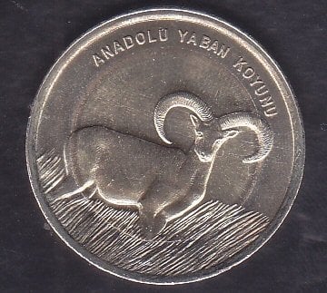 2015 Tarihli 1 Lira Anadolu Yaban Koyunu Hatıra Parası ( Hafif Kararma var )