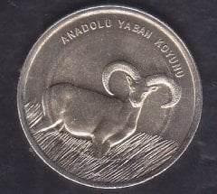 2015 Tarihli 1 Lira Anadolu Yaban Koyunu Hatıra Parası ( Hafif Kararma var )