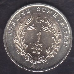 2015 Tarihli 1 Lira Anadolu Yaban Koyunu Hatıra Parası ( Hafif Kararma var )
