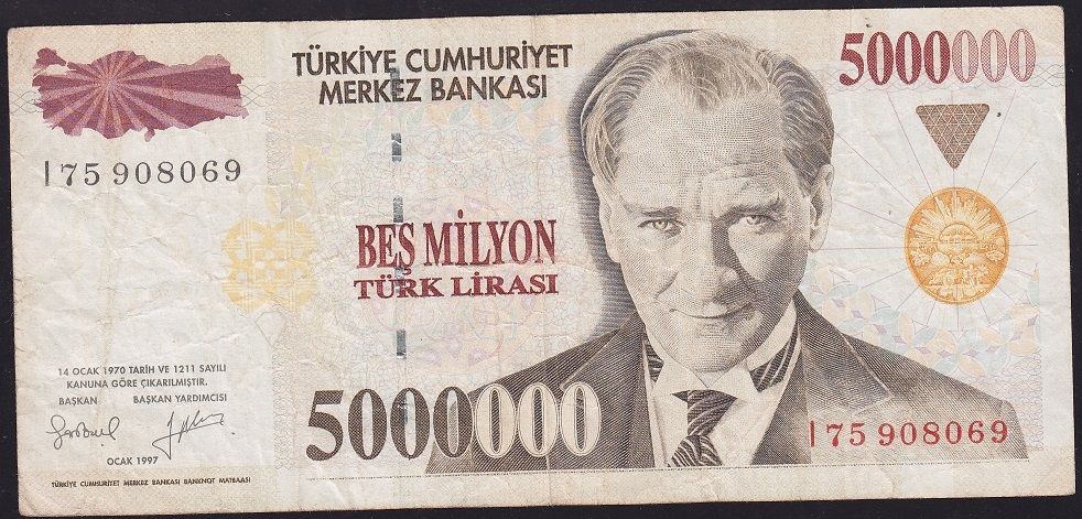 7.Emisyon 5 000 000 Lira I75 908069 Çok Temiz
