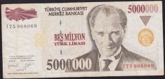 7.Emisyon 5 000 000 Lira I75 908069 Çok Temiz