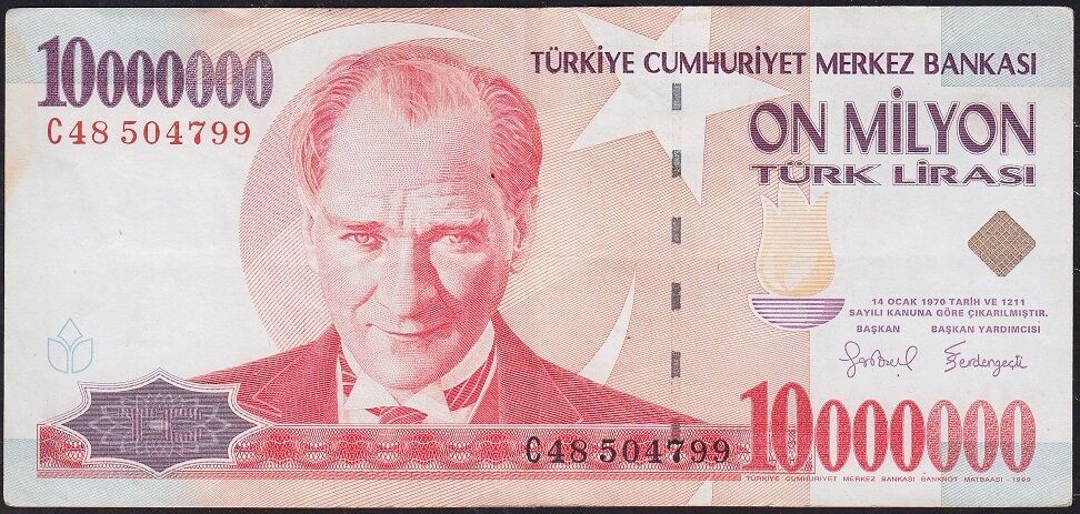7.Emisyon 10 000 000 Lira C48 504799 Çok Temiz