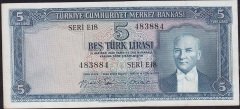 5.Emisyon 2.Tertip 5 Lira E18 483884 Çok Temiz+