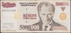 7.Emisyon 5 000 000 Lira J69 972468 Temiz