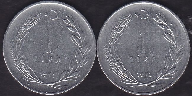 1971 Yılı 1 Lira (Ters Düz Takım)