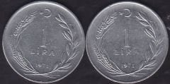 1971 Yılı 1 Lira (Ters Düz Takım)