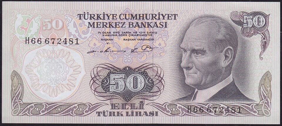 6.Emisyon 1.Tertip 50 Lira H66 672481 Çilaltı Çil