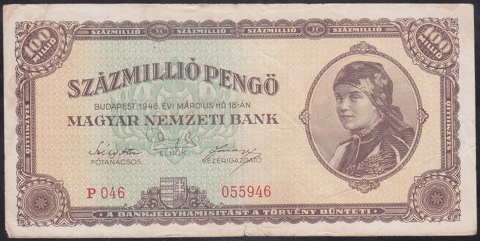 MACARİSTAN 100000000 PENGO 1946 ÇOK TEMİZ