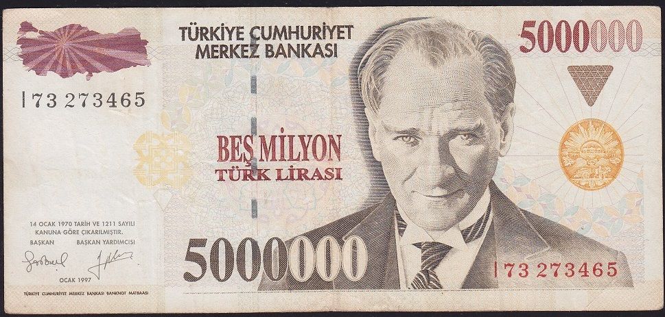 7.Emisyon 5 000 000 Lira I73 273465 Çok Temiz