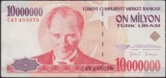 7.Emisyon 10 000 000 Lira C47 495079 Çok Temiz