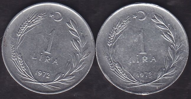1972 Yılı 1 Lira (Ters Düz Takım)