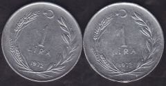 1972 Yılı 1 Lira (Ters Düz Takım)