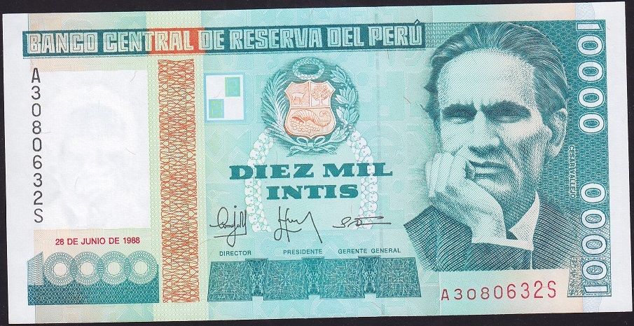Peru 10000 Intis 1988 Çilaltı Çil