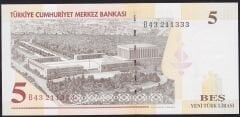 8.Emisyon 5 YTL B43 211333 Çil
