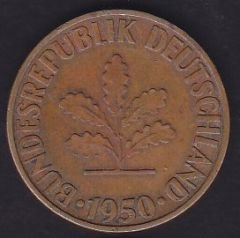 Almanya 10 Pfennig 1950 F