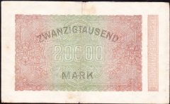 Almanya 20 000 Mark 1923 Çok Temiz +  ( Filigranı Kanca Yıldızlar ) 6 Rakam (R84e)