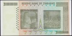 Zimbabwe 20 Milyar (20 000 000 000 ) Dolar 2008 ÇİL Pick 86