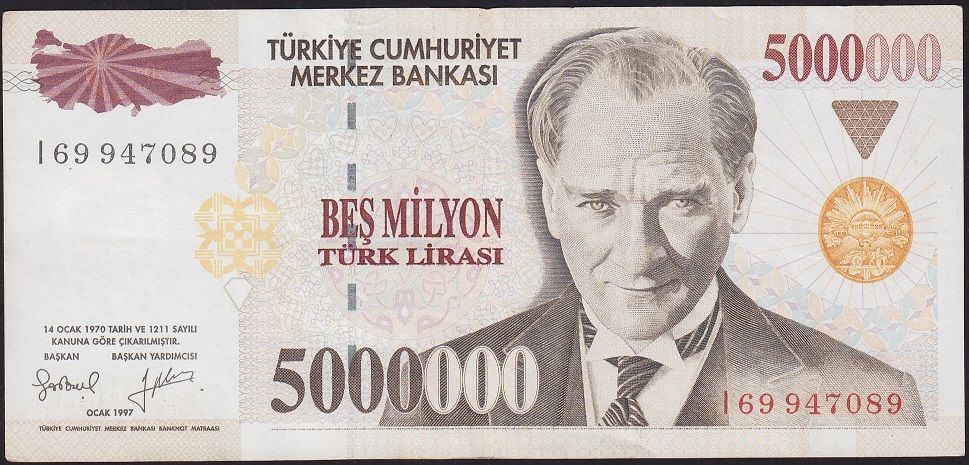 7.Emisyon 5 000 000 Lira I69 947089 Çok Çok Temiz+