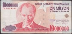 7.Emisyon 10 000 000 Lira C45 619367 Çok Temiz