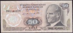 6.Emisyon 1.Tertip 50 Lira B85 141819 Çok Temiz+