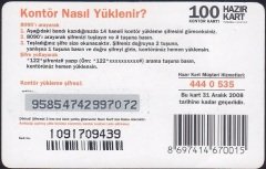 TURKCELL HAZIR KART 100 KONTÖR - KONTÖR TRANSFER - SKT 2008