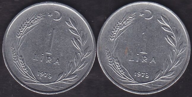 1973 Yılı 1 Lira (Ters Düz Takım)