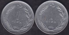 1973 Yılı 1 Lira (Ters Düz Takım)