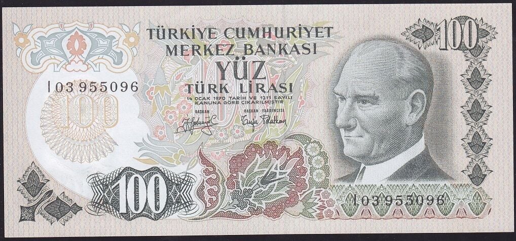 6.Emisyon 2.Tertip 100 Lira I03 955096 Çil