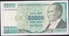 7.Emisyon 2.Tertip 50000 Lira L26 630747 Çilaltı Çil