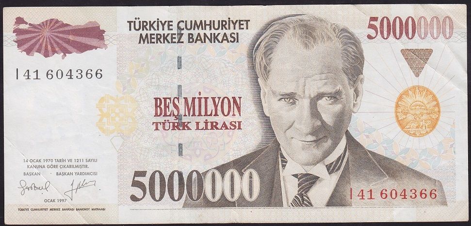 7.Emisyon 5 000 000 Lira I41 604366 Çok Temiz+