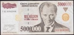 7.Emisyon 5 000 000 Lira I41 604366 Çok Temiz+