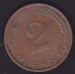 Almanya 2 Pfennig 1975 G
